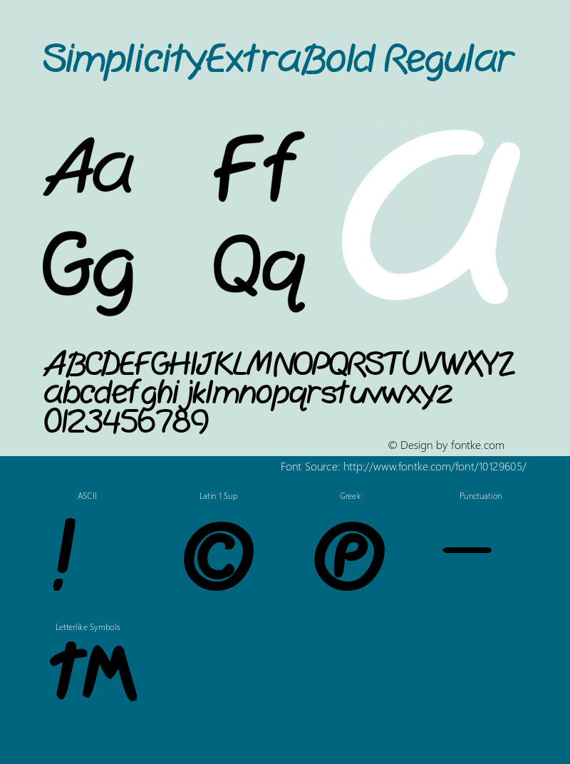 SimplicityExtraBold Regular Rev. 003.000 Font Sample