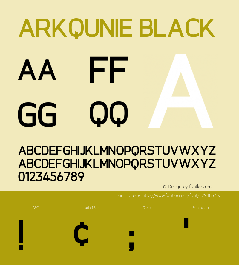 Arkqunie Black Version 1.00;March 7, 2020;FontCreator 11.5.0.2422 64-bit Font Sample