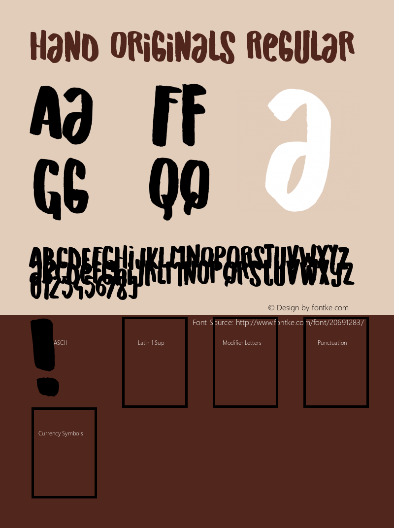 Hand Originals Version 1.00 May 29, 2016, initial release Font Sample