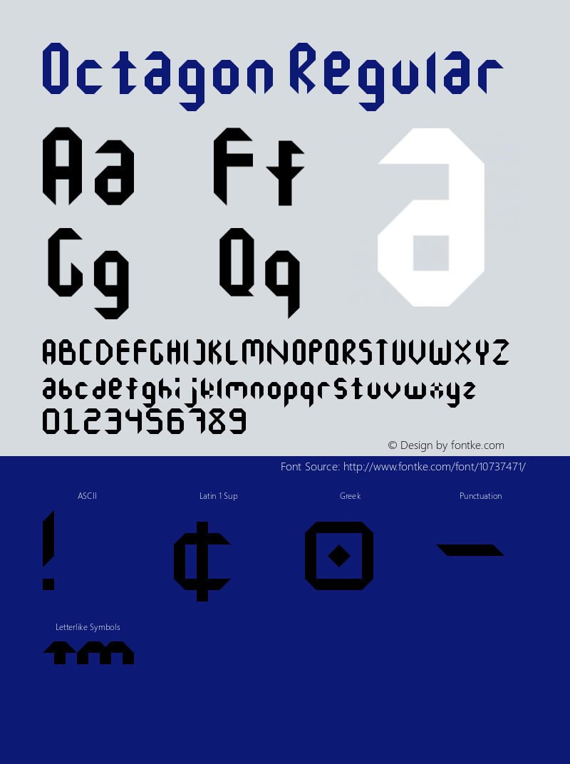 Octagon Regular Version 1.0 Font Sample