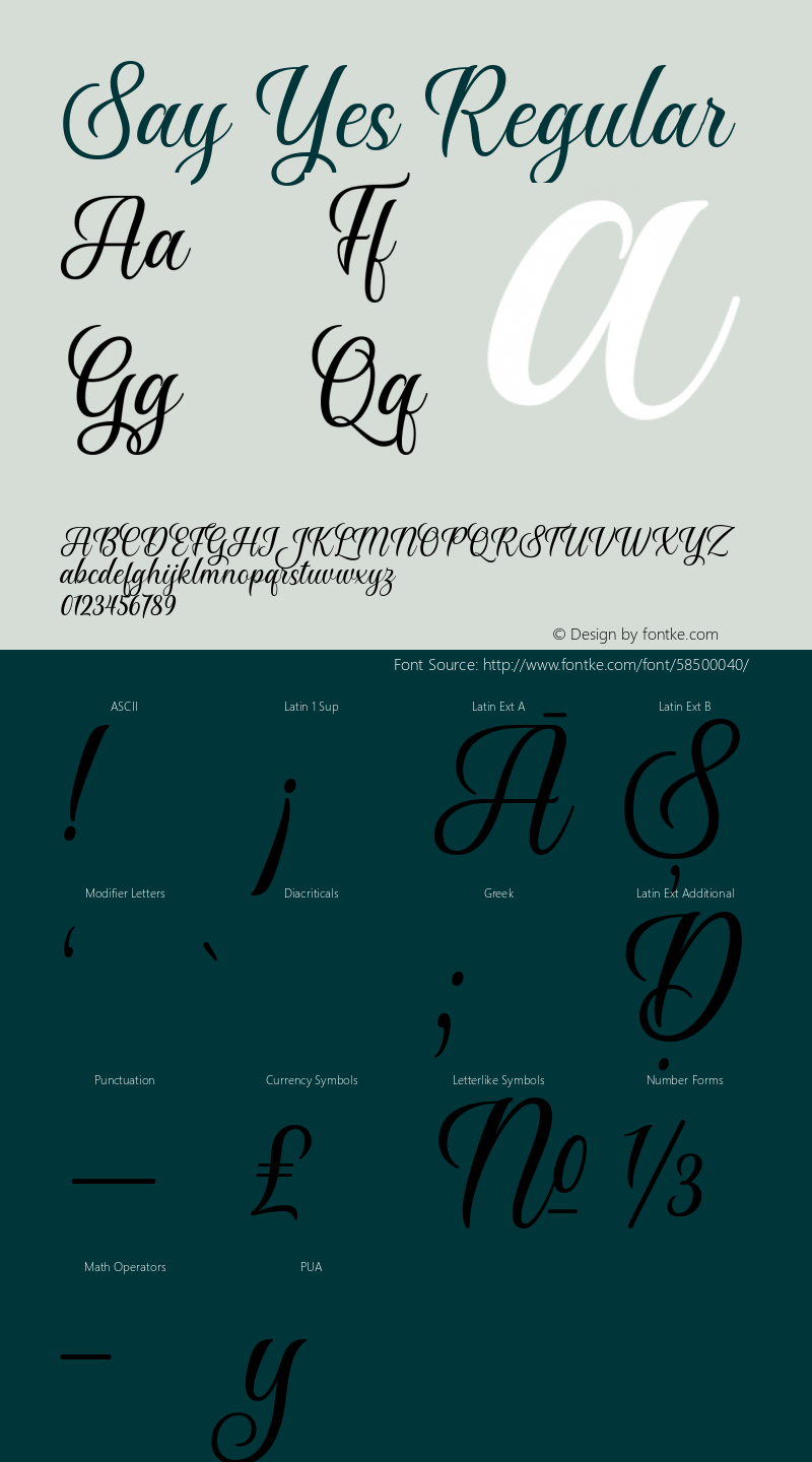 Say Yes Version 1.00;September 8, 2019 Font Sample