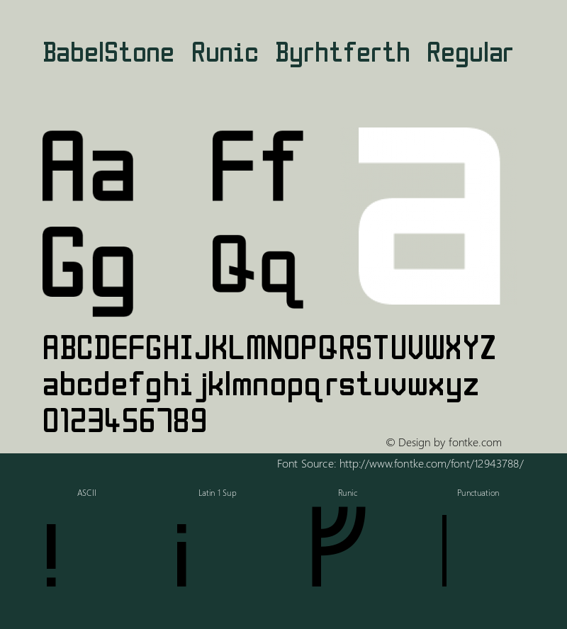 BabelStone Runic Byrhtferth Regular Version 1.60 April 5, 2014 Font Sample