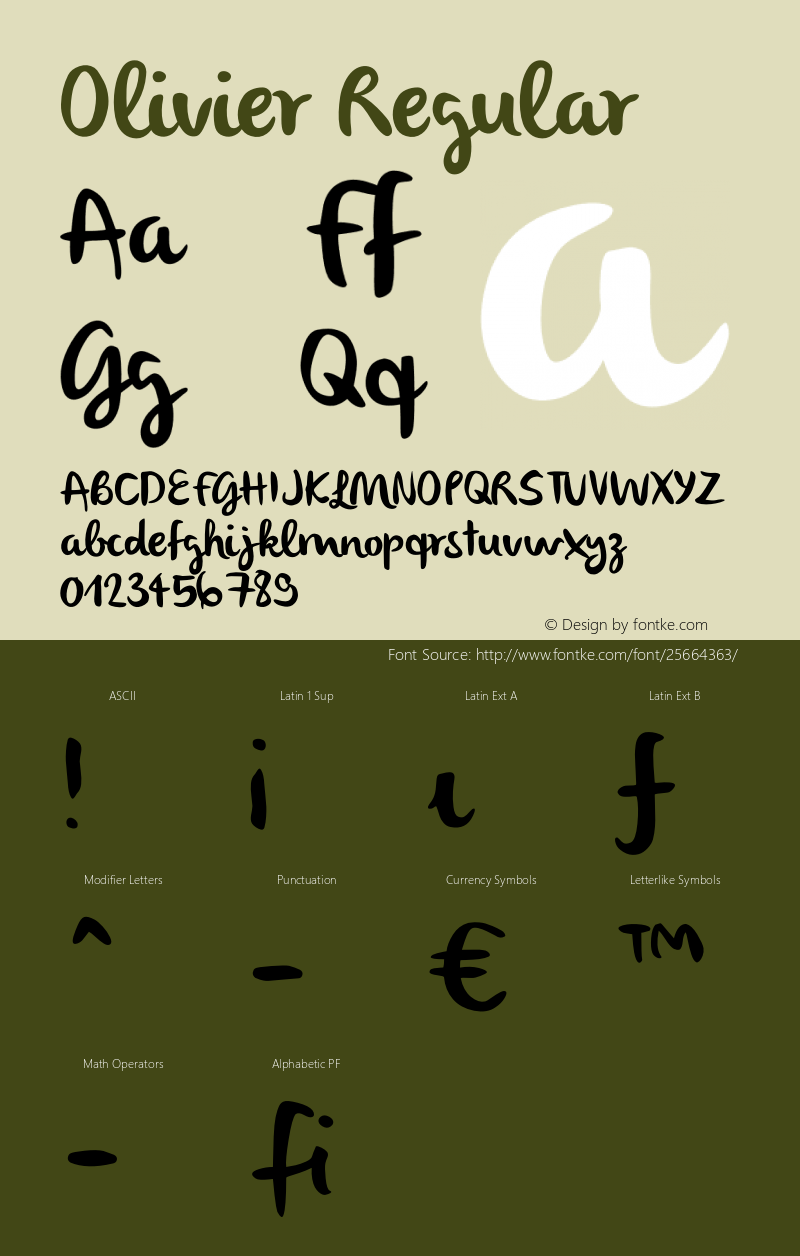 Olivier 1.000; Fonts for Free — vk.com/fontsforfree Font Sample