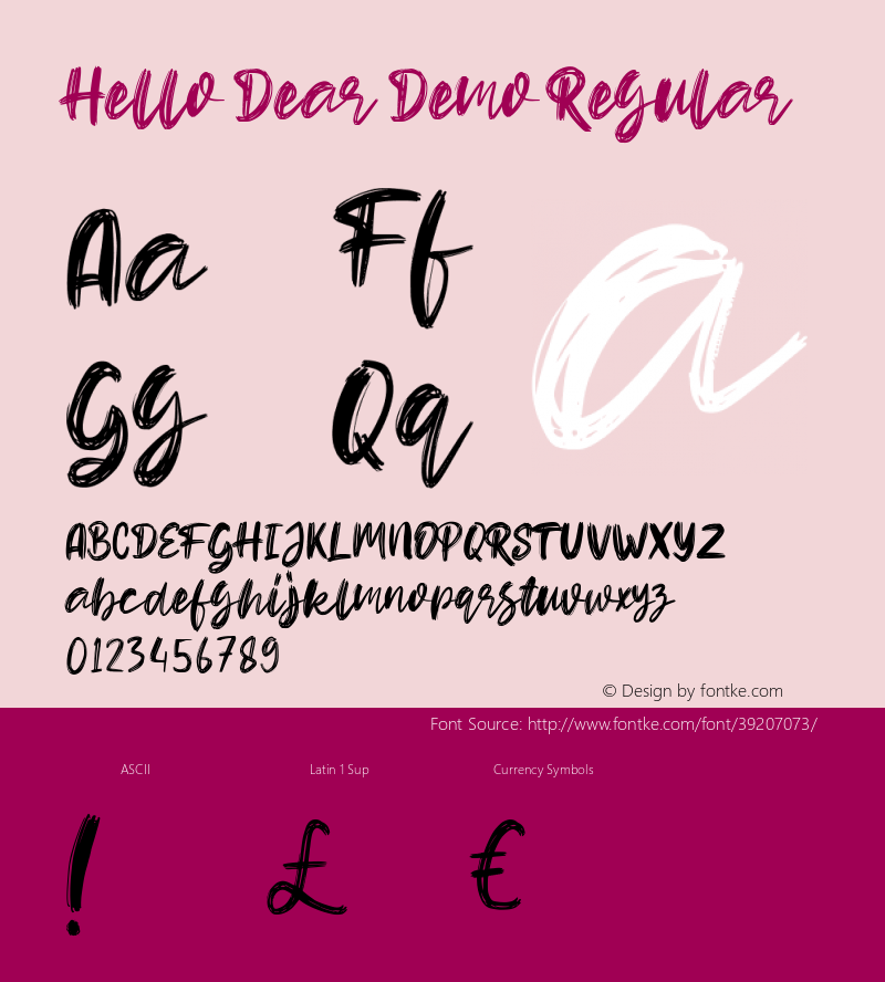 Hello Dear Demo Regular Version 1.000 Font Sample