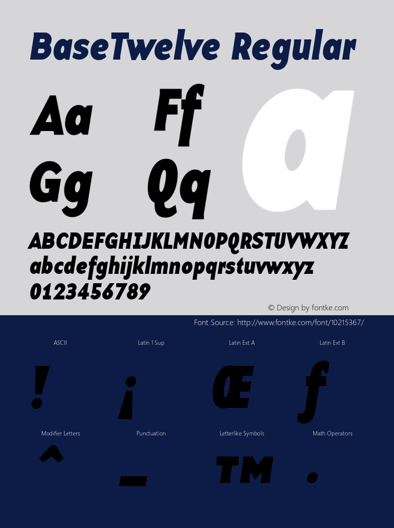 BaseTwelve Regular Version 1.00 Font Sample