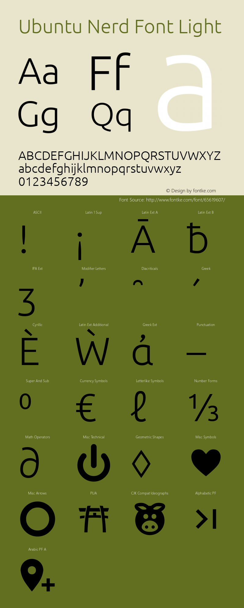 Ubuntu Light Nerd Font Complete 0.83 Font Sample