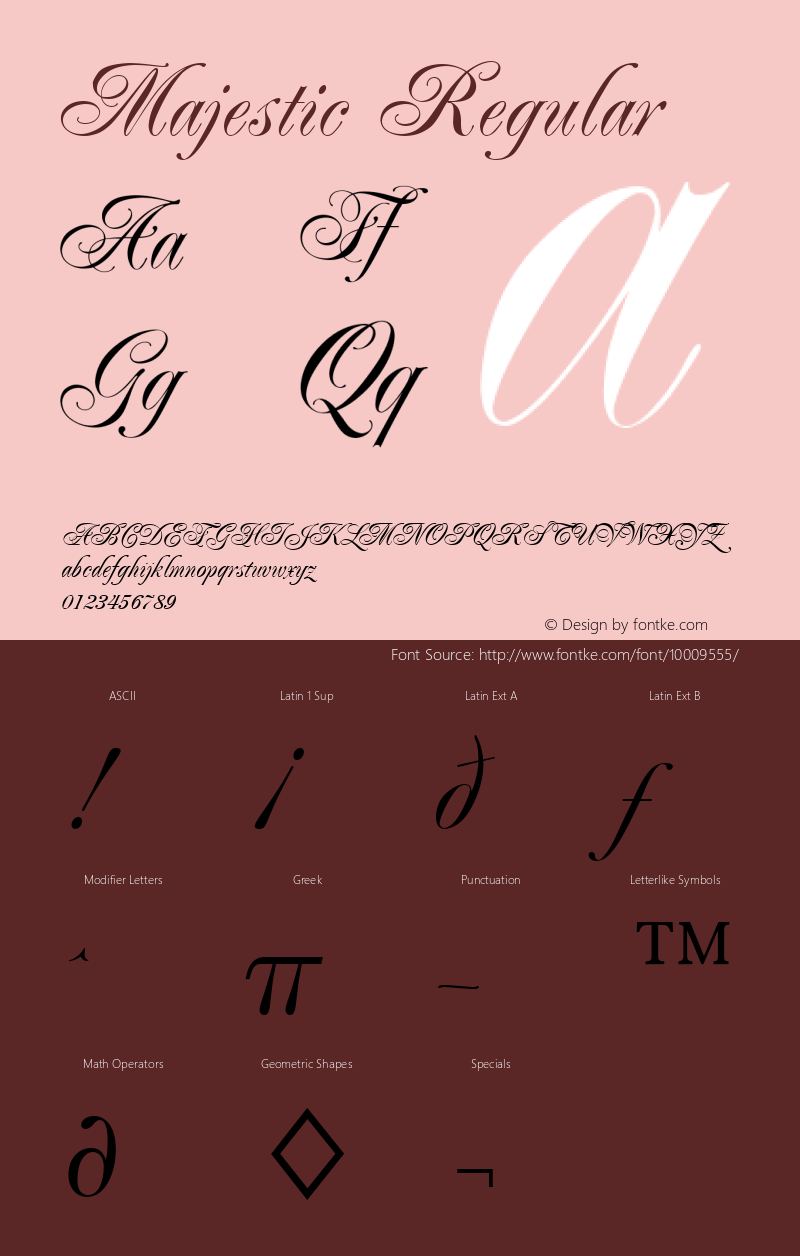 Majestic Regular Font Version 2.6; Converter Version 1.10 Font Sample