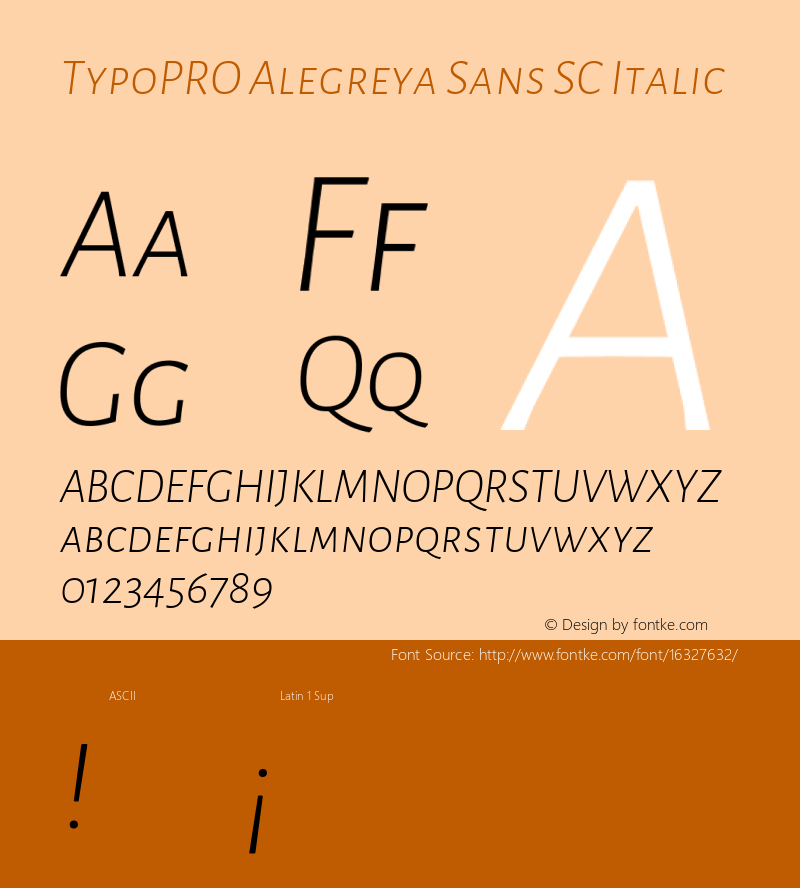 TypoPRO Alegreya Sans SC Italic Version 1.000;PS 001.000;hotconv 1.0.70;makeotf.lib2.5.58329 DEVELOPMENT Font Sample