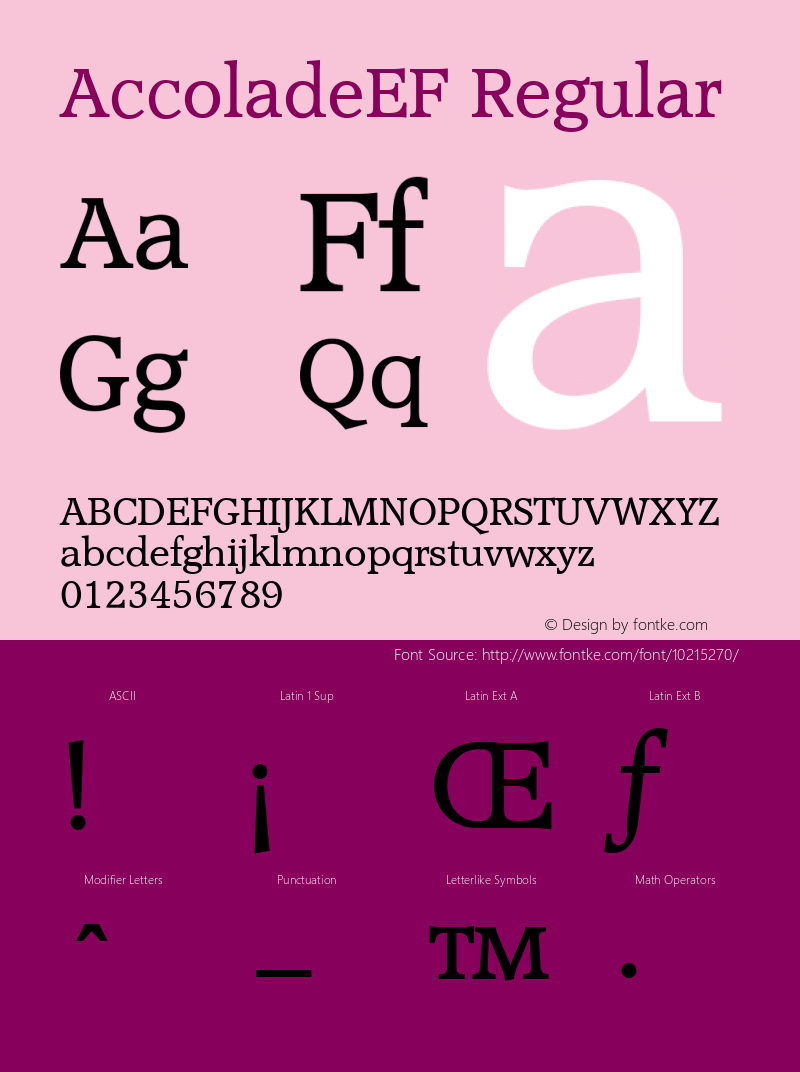 AccoladeEF Regular Version 1.00 Font Sample