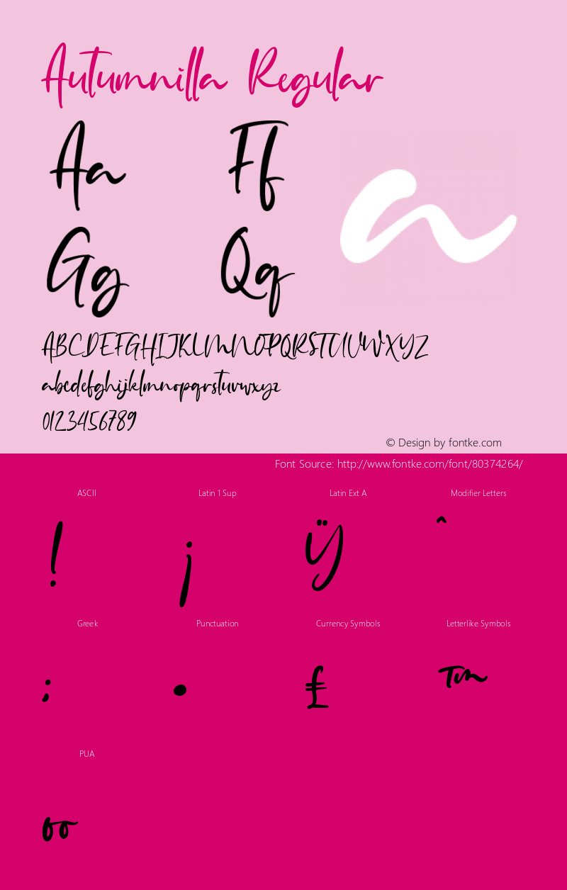 Autumnilla Version 1.00;October 5, 2020;FontCreator 13.0.0.2683 64-bit Font Sample