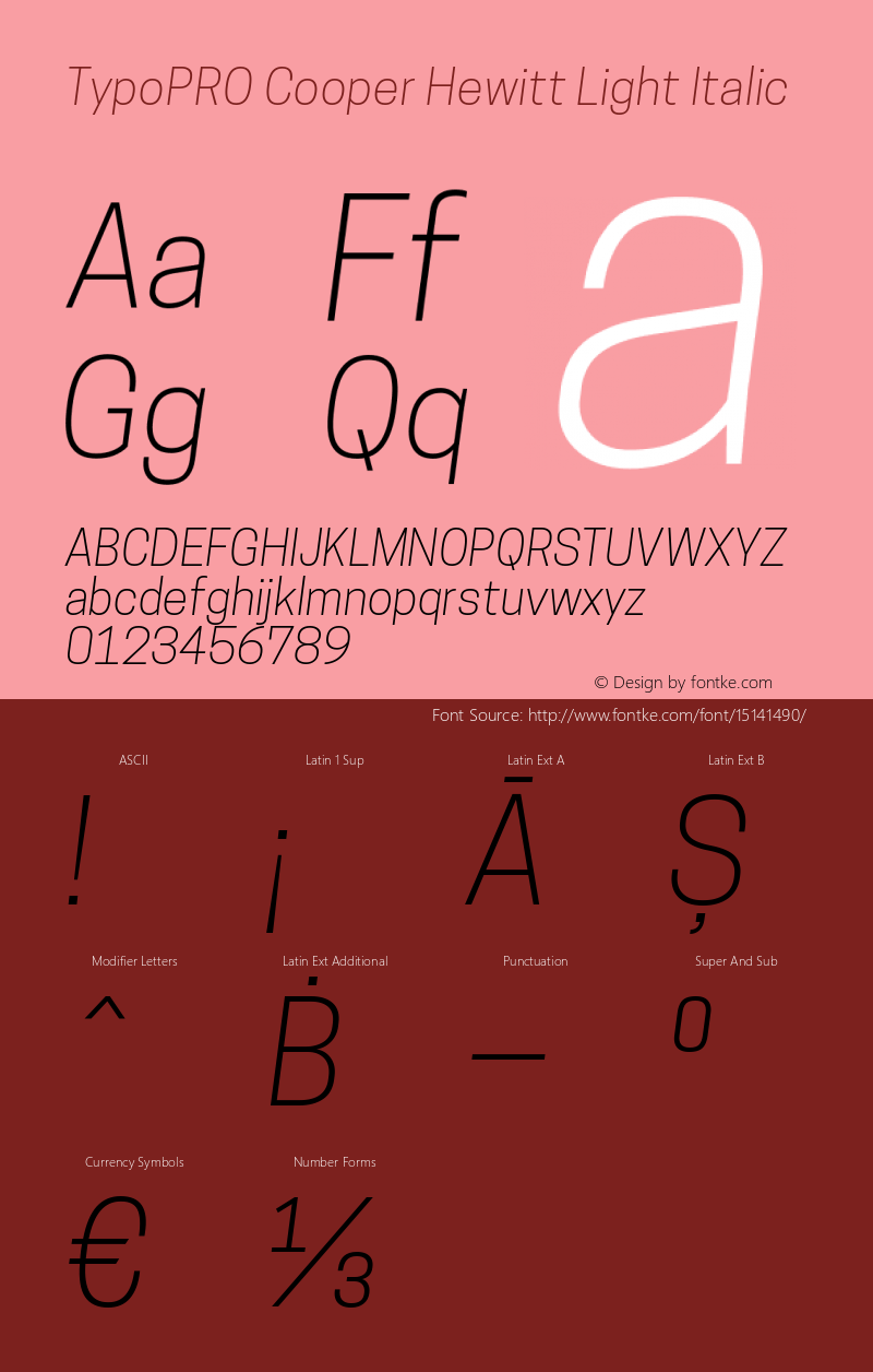 TypoPRO Cooper Hewitt Light Italic 1.000 Font Sample