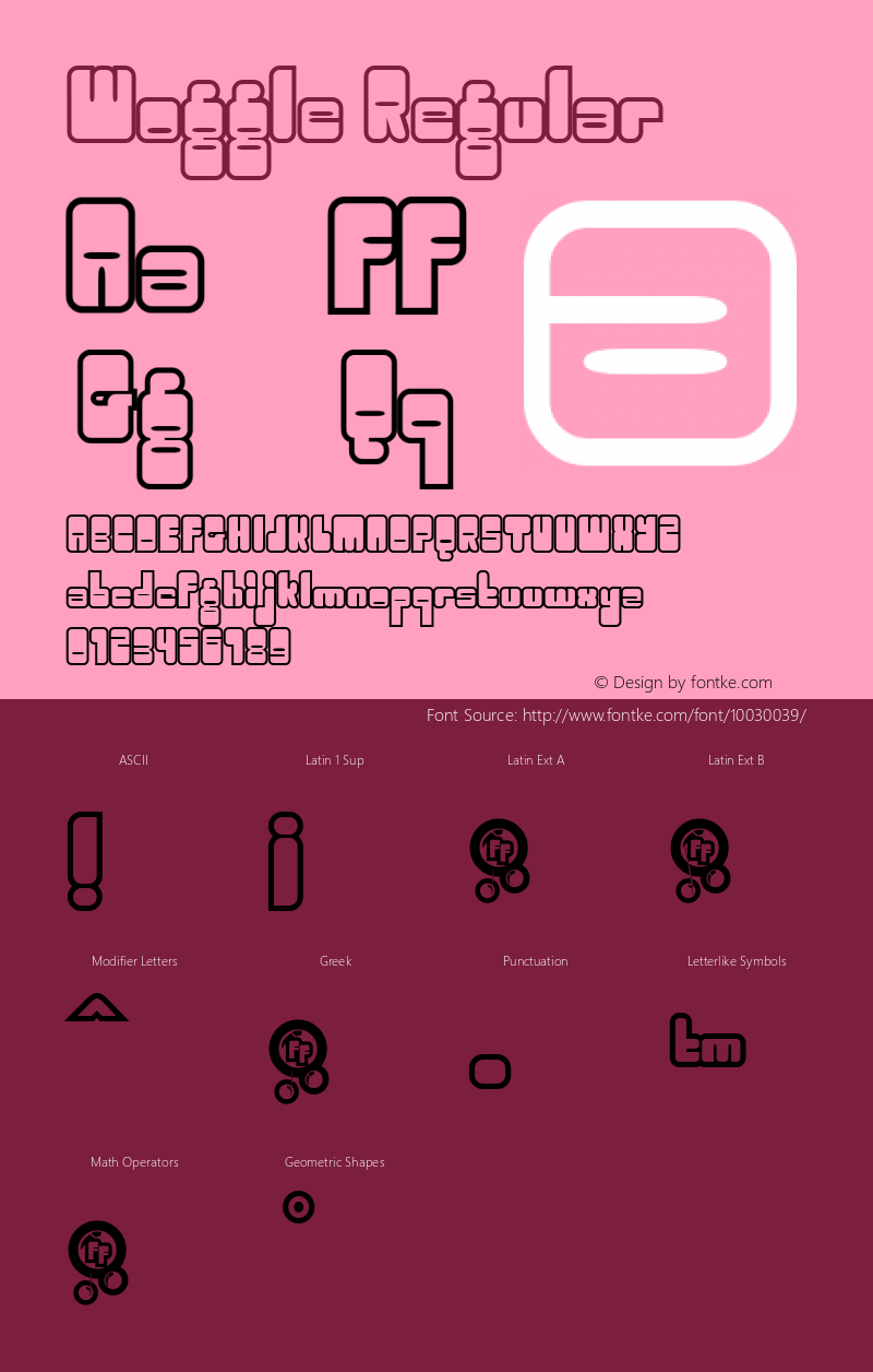 Woggle Regular Macromedia Fontographer 4.1.2 5/10/99 Font Sample