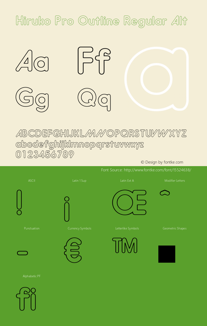 Hiruko Pro Outline Regular Alt Version 1.001 Font Sample