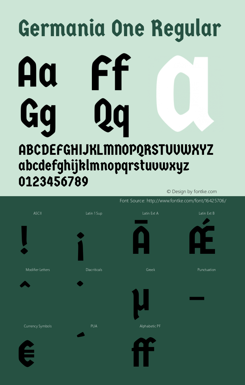 Germania One Regular Version 1.001 Font Sample