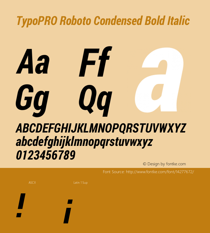 TypoPRO Roboto Condensed Bold Italic Version 1.200311; 2013 Font Sample
