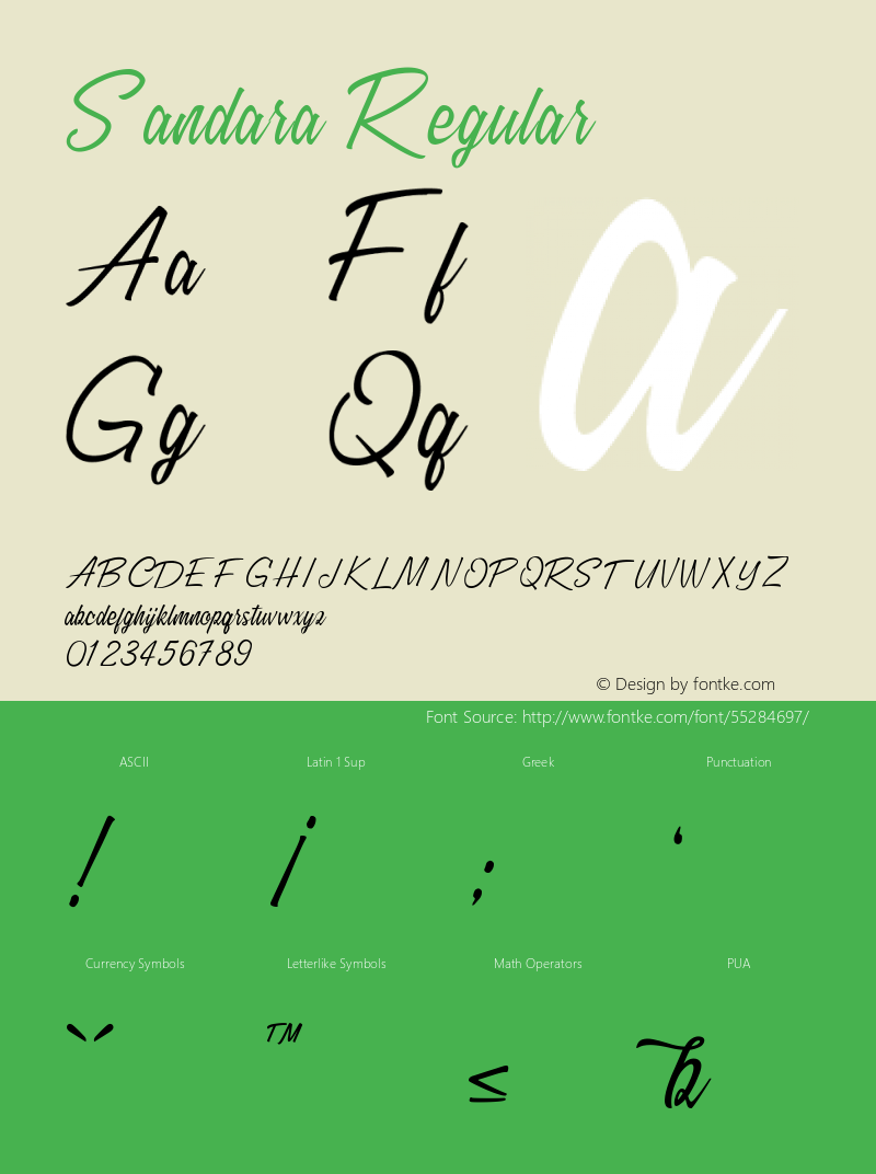 Sandara Version 1.00;October 5, 2019;FontCreator 11.5.0.2422 64-bit Font Sample