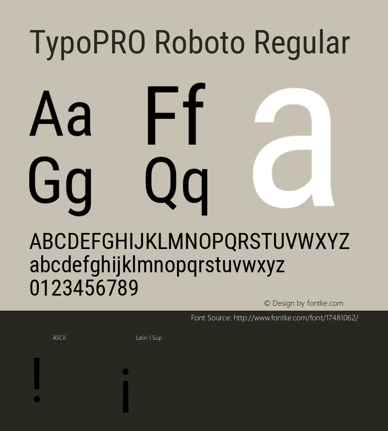TypoPRO Roboto Regular Version 2.001047; 2015 Font Sample