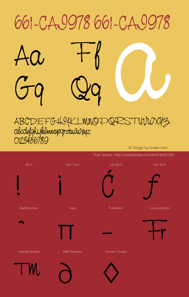 661-CAI978 661-CAI978 Version 3.0 Font Sample