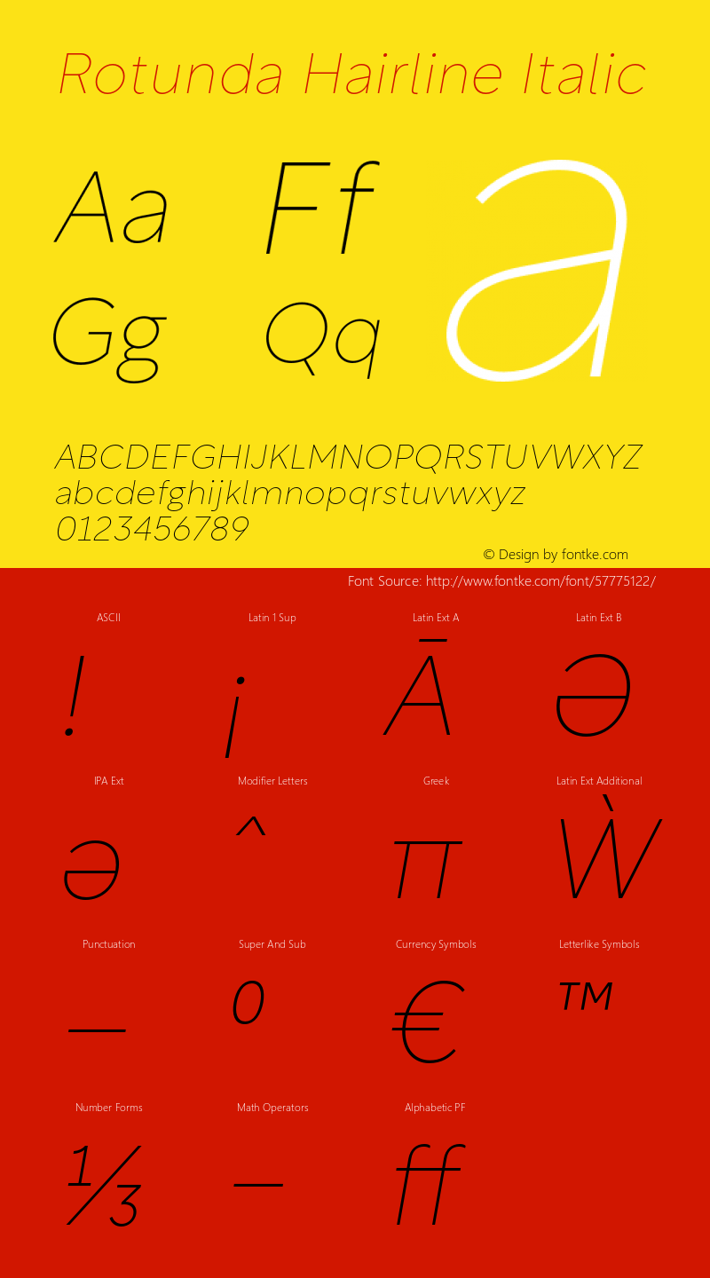 Rotunda-HairlineItalic 1.000 Font Sample