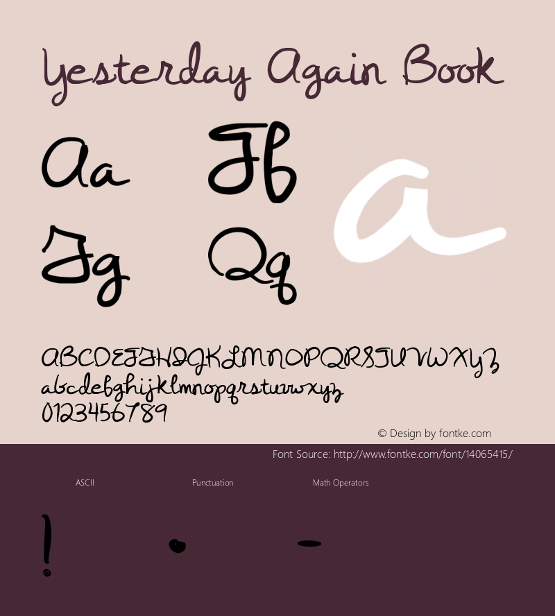 Yesterday Again Book Version 1.000 Font Sample