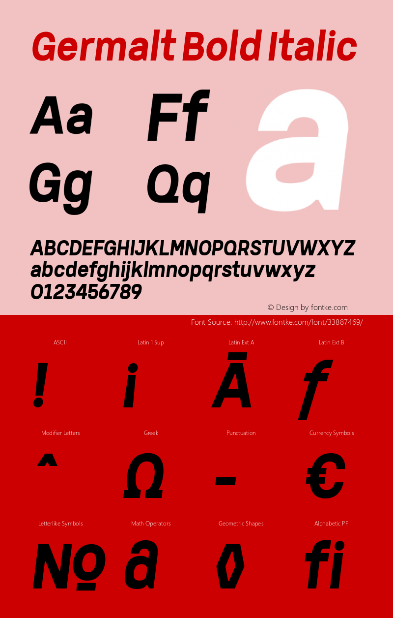 Germalt Bold Italic Version 1.000;YWFTv17 Font Sample