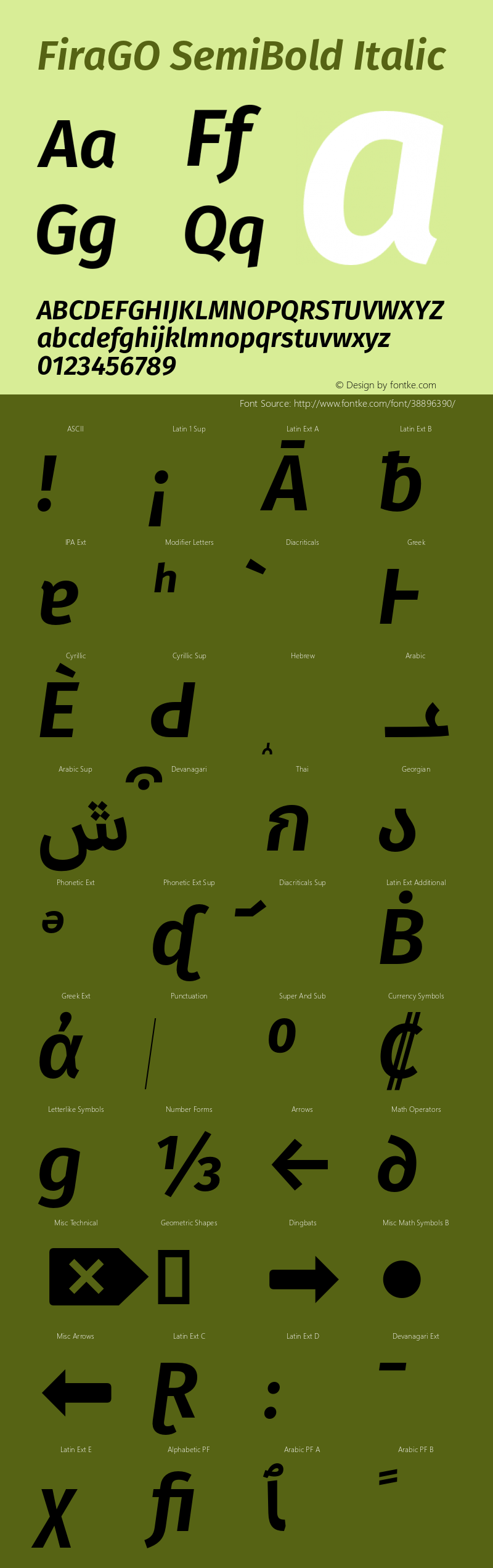 FiraGO SemiBold Italic Version 1.001;PS 001.001;hotconv 1.0.88;makeotf.lib2.5.64775 Font Sample