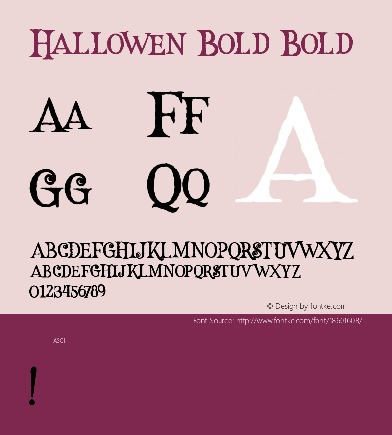 Hallowen Bold Bold Version 1.000 Font Sample