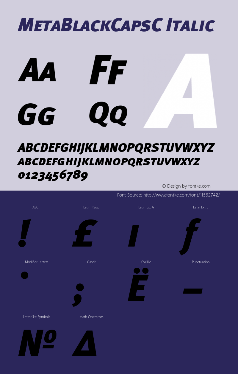 MetaBlackCapsC Italic Version 001.000 Font Sample