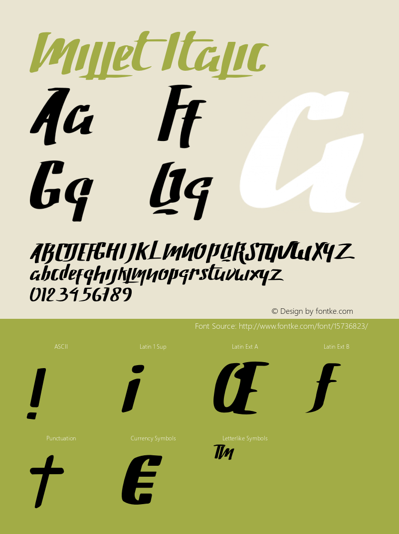 Millet Italic Version 1.000 Font Sample