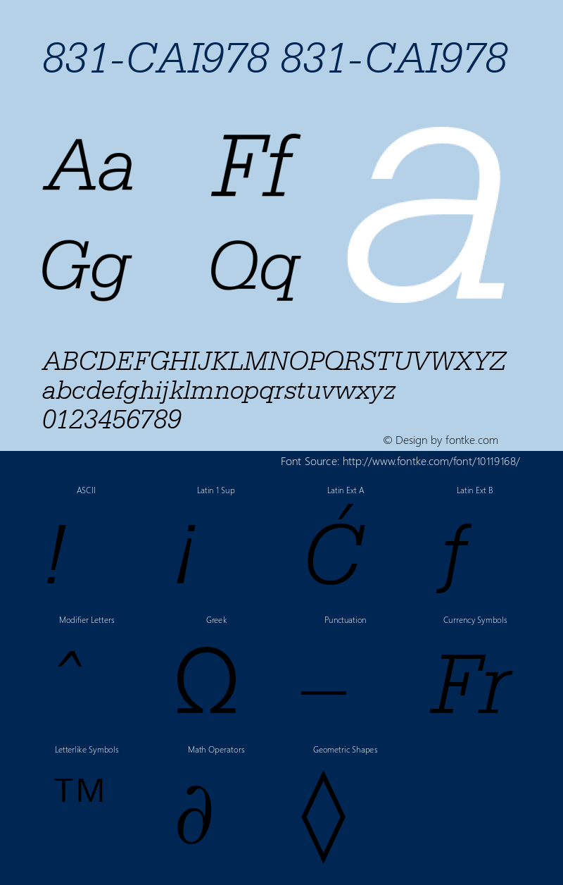 831-CAI978 831-CAI978 831-CAI978 Font Sample