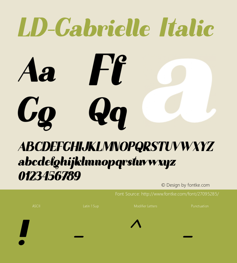 LD-Gabrielle-Italic 001.000 Font Sample