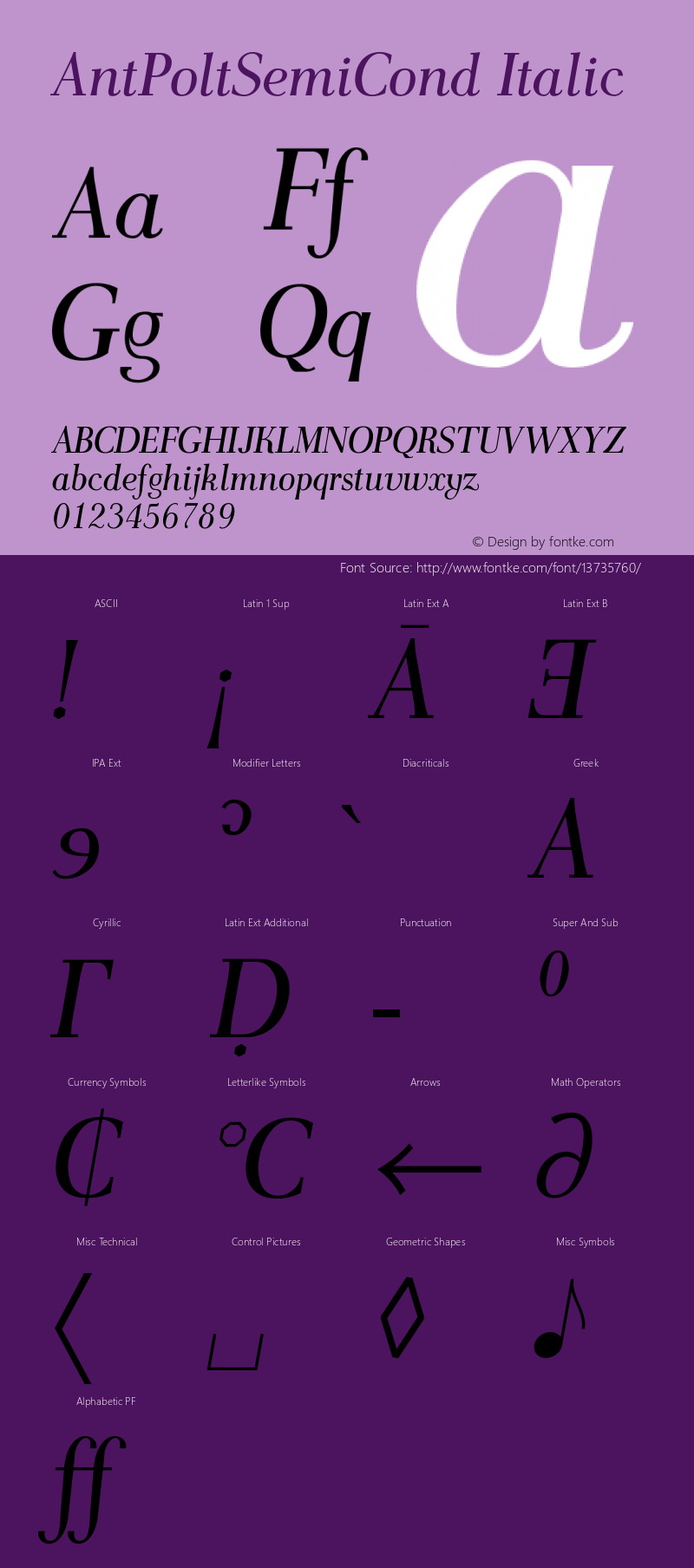 AntPoltSemiCond Italic Version 1.101 Font Sample