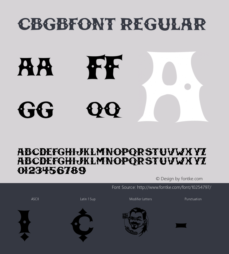 CBGBFont Regular Macromedia Fontographer 4.1.5 5/10/03 Font Sample