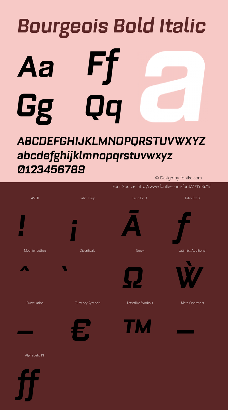 Bourgeois Bold Italic Version 1.105;PS 001.105;hotconv 1.0.88;makeotf.lib2.5.64775 Font Sample