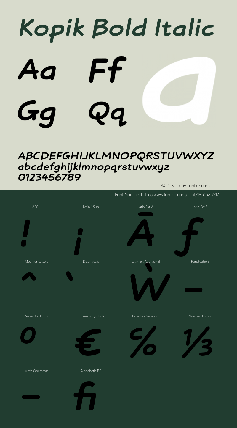 Kopik Bold Italic Version 001.000 October 2019图片样张