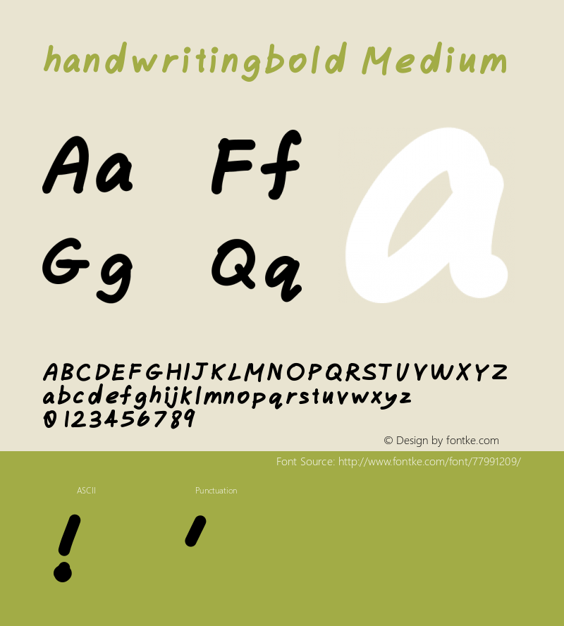 handwritingbold Version 001.000 Font Sample