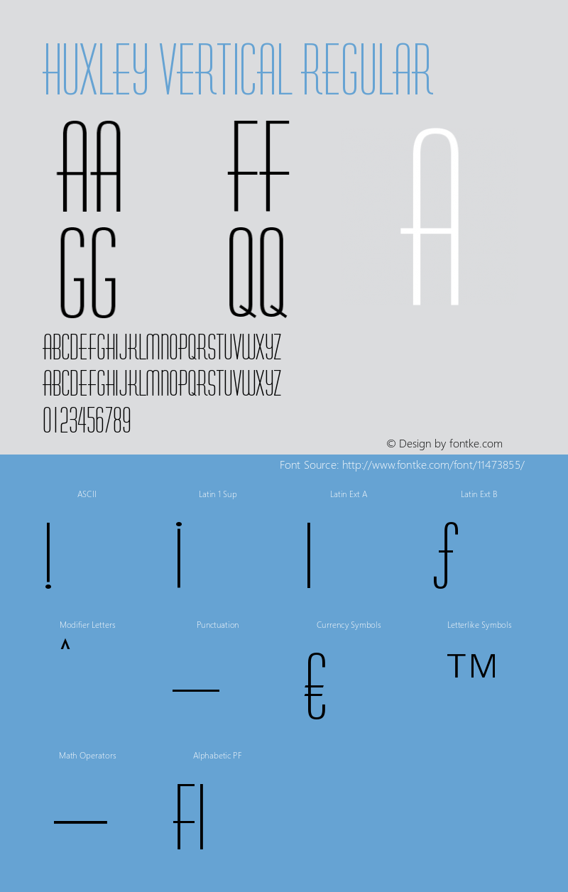 Huxley Vertical Regular Version 003.001 Font Sample