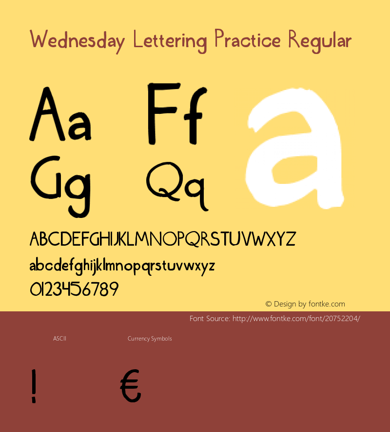 WednesdayLetteringPractice Version 1.000;PS 001.001;hotconv 1.0.56 Font Sample