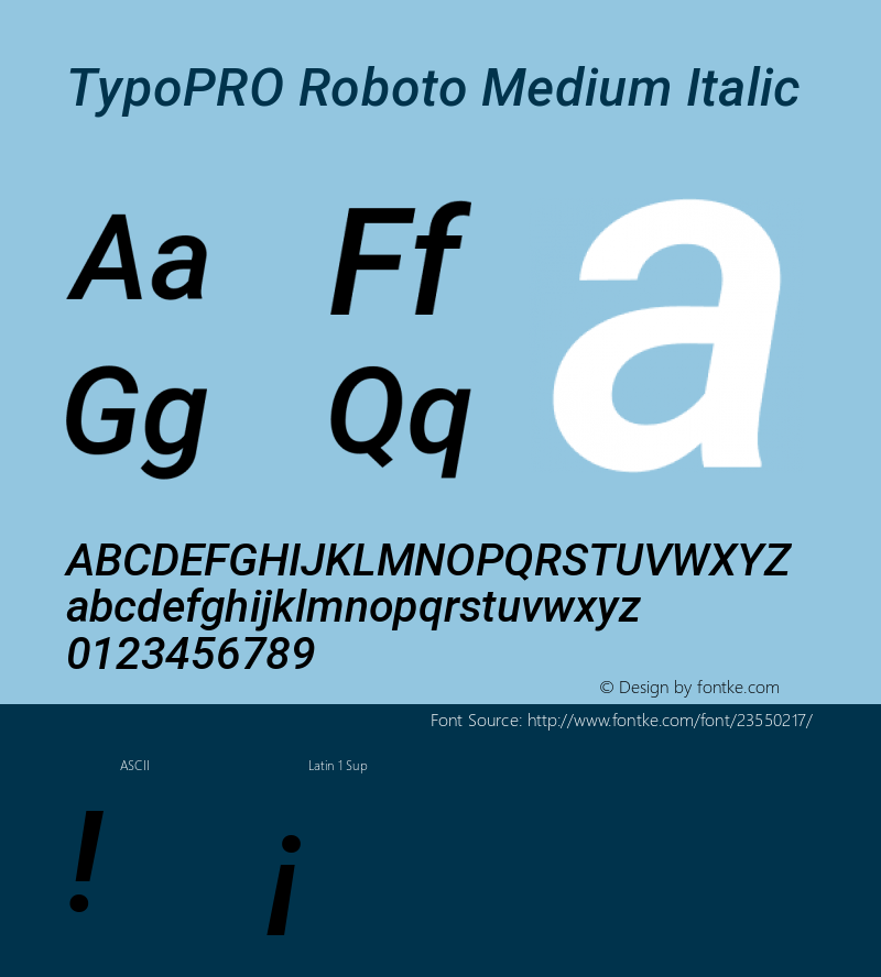 TypoPRO Roboto Medium Italic Version 2.136; 2016 Font Sample