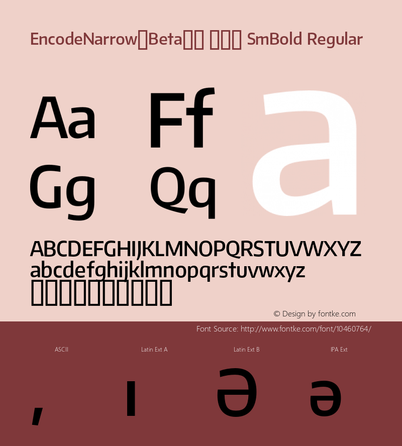 EncodeNarrow-Beta34 600 SmBold Regular Version 1.001;PS 001.001;hotconv 1.0.70;makeotf.lib2.5.58329 DEVELOPMENT Font Sample