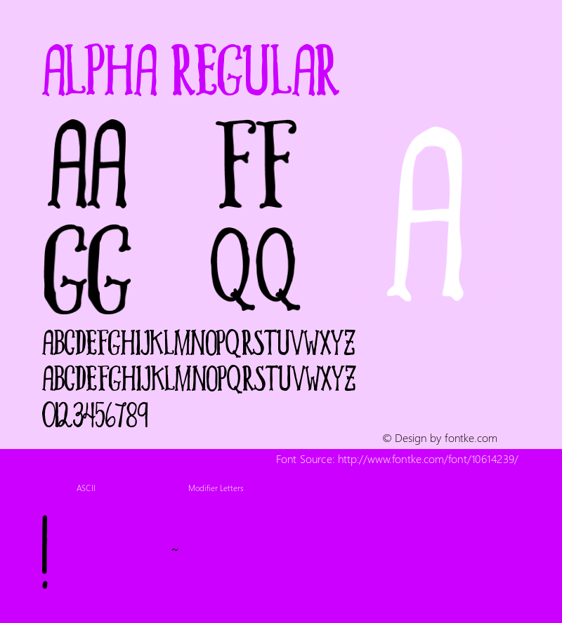 alpha Regular Version 1.000;PS 001.001;hotconv 1.0.56 Font Sample