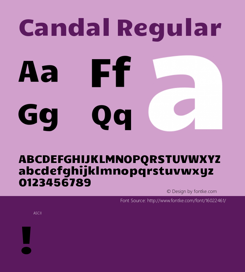 Candal Regular Version 1.000; ttfautohint (v1.4.1) Font Sample