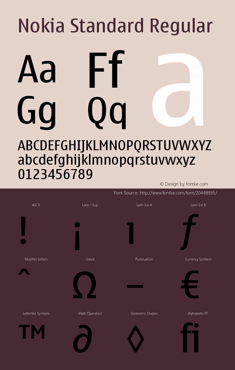 NokiaStandard-Regular Version 001.001; t1 to otf conv Font Sample