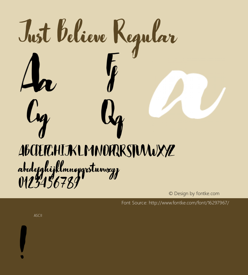 Just Believe Regular Unknown Font Sample