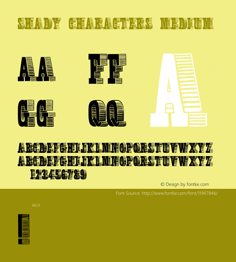 Shady Characters Medium Version 1.0; 2001; initial release Font Sample
