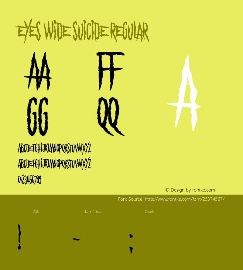 Eyes Wide Suicide Version 1.00;March 16, 2018;FontCreator 11.5.0.2421 64-bit Font Sample