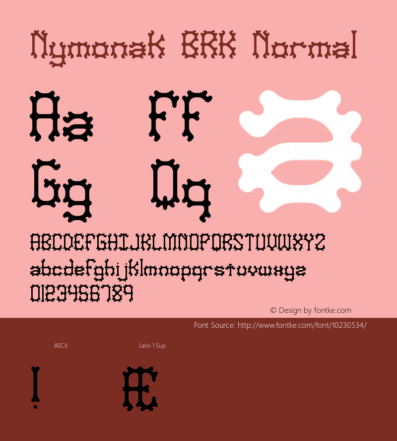 Nymonak BRK Normal Version 1.02 Font Sample