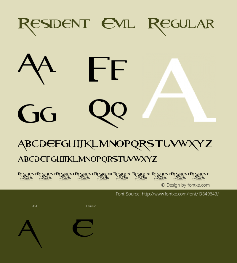 Resident Evil Regular 1.0 by Jens R. Ziehn Font Sample