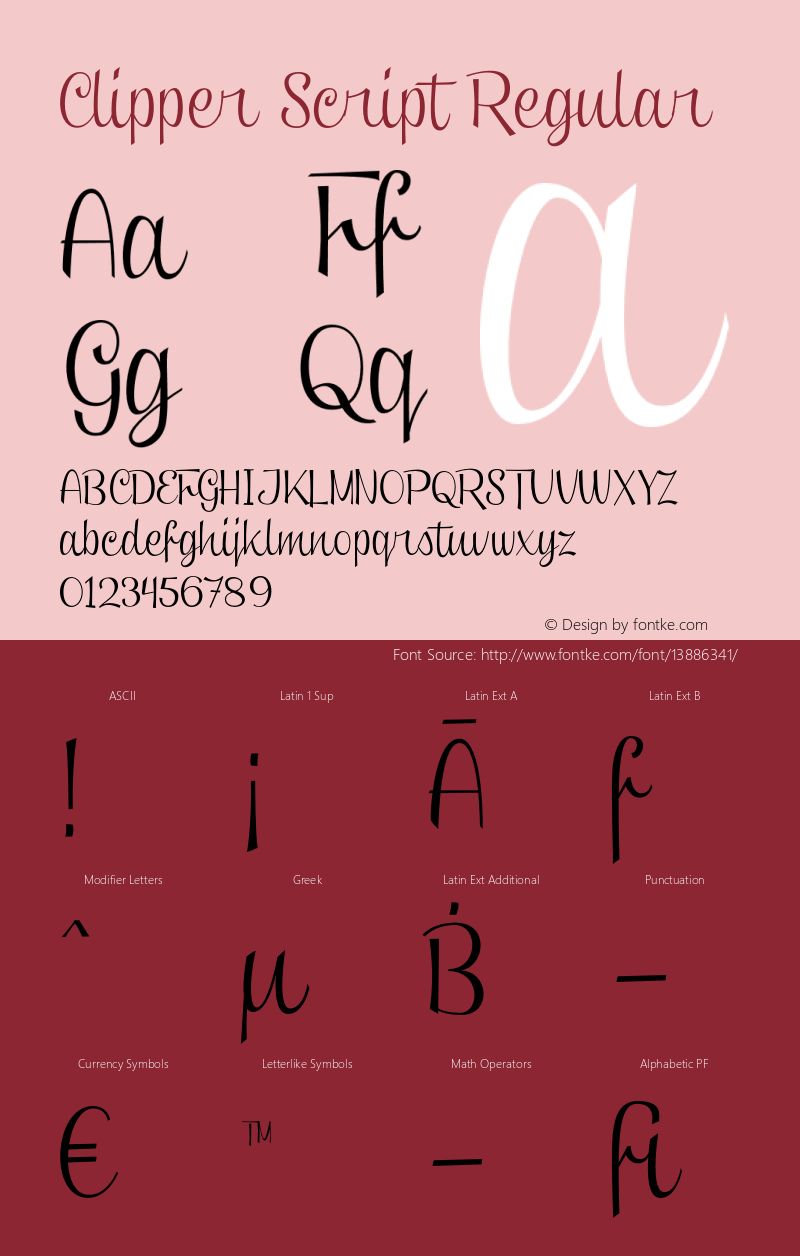 Clipper Script Regular Version 001.000 Font Sample