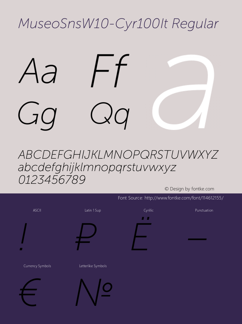 Museo Sns W10 Cyr 100 It Version 1.1 Font Sample